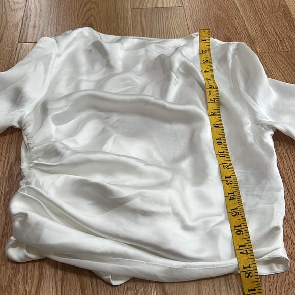 New! Zara small satin effect tucked back open long sleeve top. - Picture 9 of 10